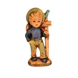 Vintage Arcadia Boy With Knapsack Bird C-7071 Figurine